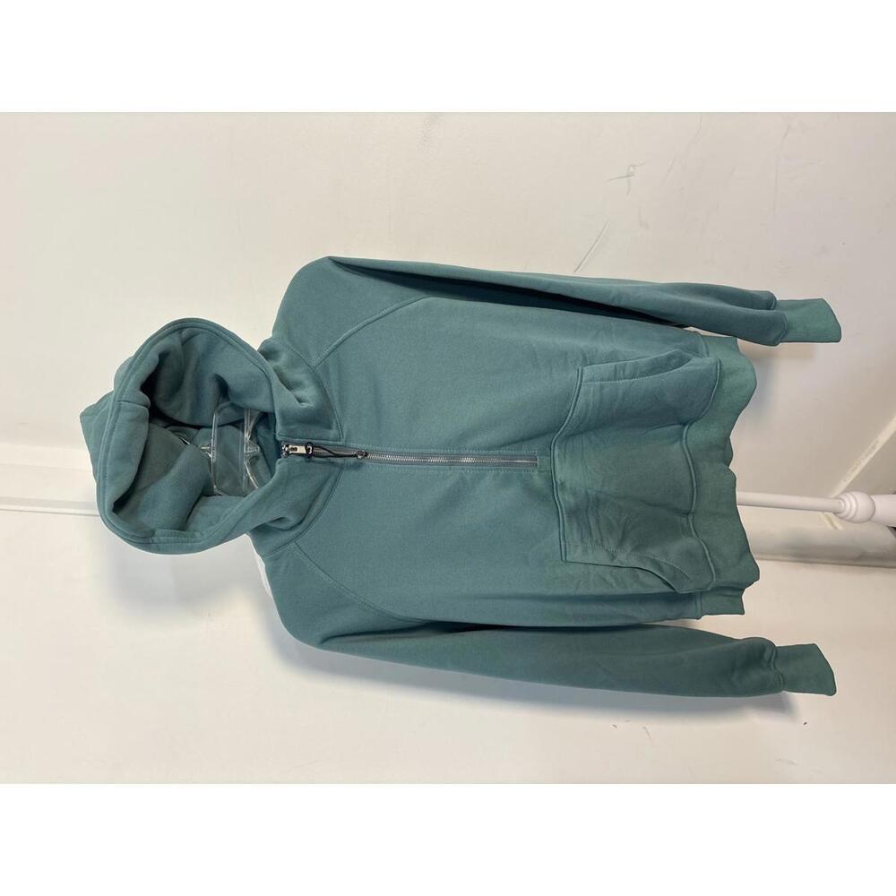 Velvet Vault Green Half-Zip Hoodie with Kangaroo Pocket